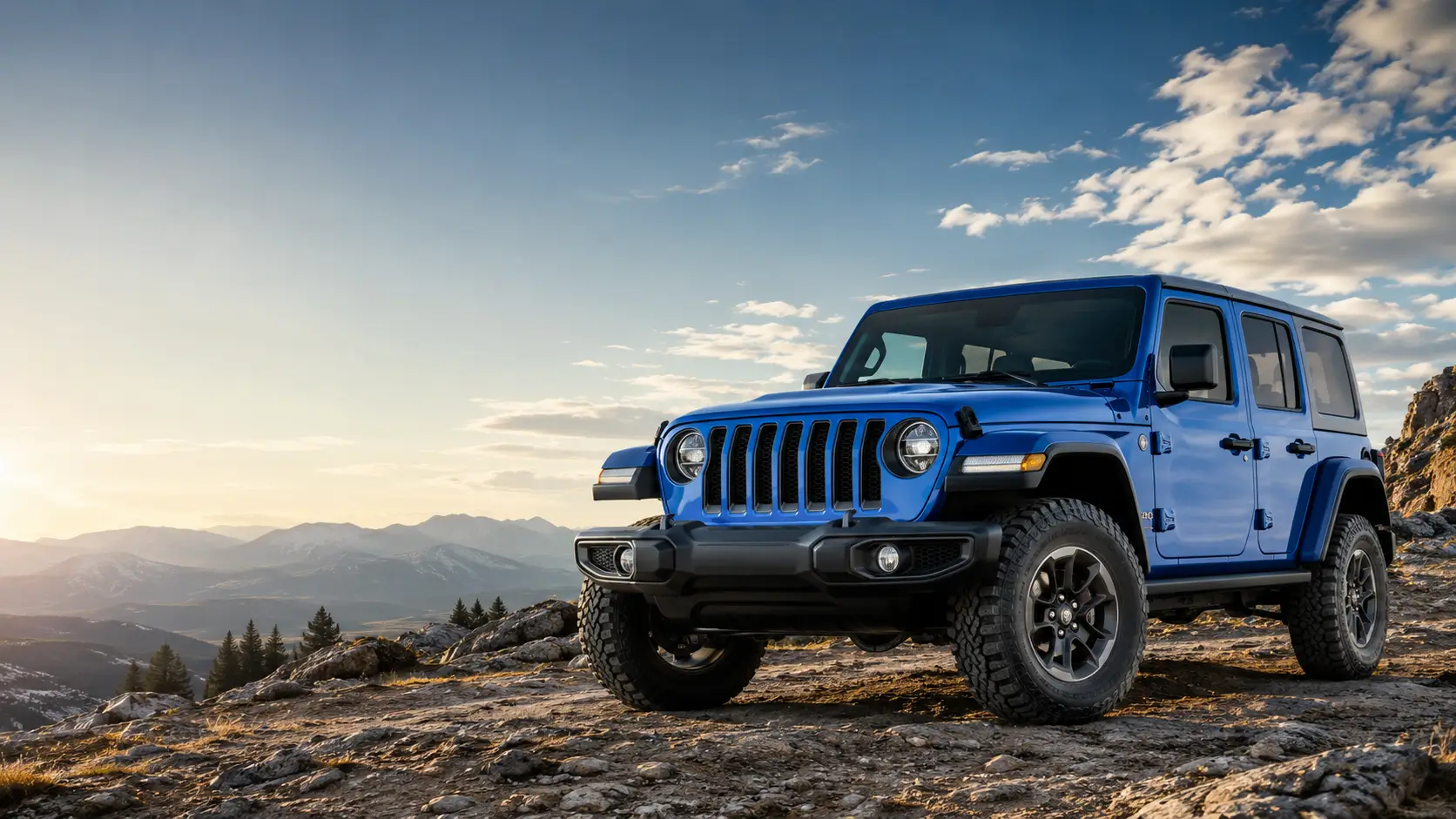 Blue Jeep Wrangler