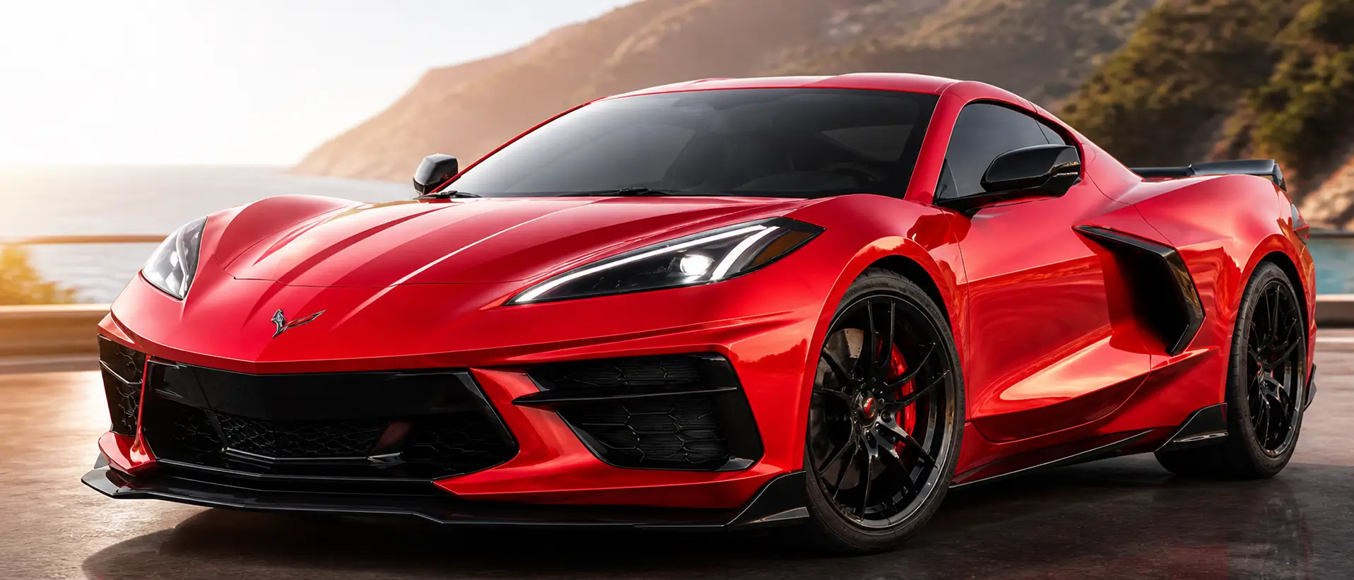 Red rental vehicle